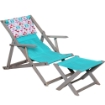 POLTRONA SDRAIO RELAX ZANZIBAR CELESTE + TRIANGOLI  COLORATI 3 POSIZIONI CON BRACCIOLO - STRUTTURA IN FAGGIO + POGGIAPIEDI 
