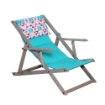 POLTRONA SDRAIO RELAX ZANZIBAR CELESTE + TRIANGOLI  COLORATI 3 POSIZIONI CON BRACCIOLO - STRUTTURA IN FAGGIO + POGGIAPIEDI 