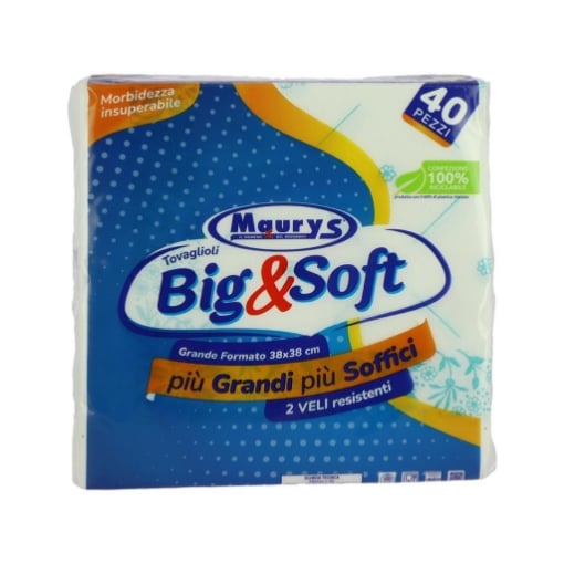 TOVAGLIOLI BIG&SOFT GRANDE FORMATO 38X38 CM PIÙ GRANDI PIÙ SOFFICI 2 VELI RESISTENTI 40 PZ OKX