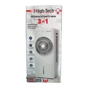 HIGH-TECH RAFFRESCATORE D'ARIA 3 VELOCITÀ PANNELLO DI CONTROLLO CON FILTRO E 2 CONTENITORI 65 WATT CAVO 1.6 MT OKX