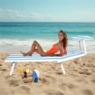 MAURY'S LETTINO STABILIMENTO IN ALLUMINIO E TEXTILENE KING 189X61X38 CM BIANCO E AZZURRO