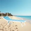 MAURY'S LETTINO STABILIMENTO IN ALLUMINIO E TEXTILENE KING 189X61X38 CM BIANCO E AZZURRO