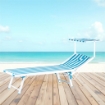 MAURY'S LETTINO STABILIMENTO IN ALLUMINIO E TEXTILENE KING 189X61X38 CM BIANCO E AZZURRO