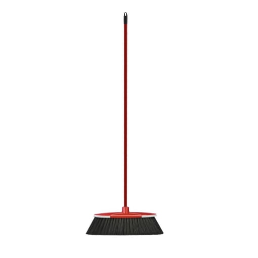 SCOPA PIVOT CON MANICO E FORO PER GANCIO IN COLORE ROSSO 118 CM OKX