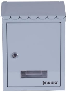 BRIXO CASSETTA POSTALE CON TETTO IN LAMIERA VERNICIATA IN COLORE GRIGIO 21X7X30 CM 