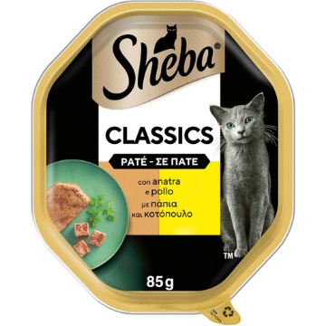 SHEBA PATÈ CLASSICO CON ANATRA E POLLO VASCHETTA 85 GR OKX
