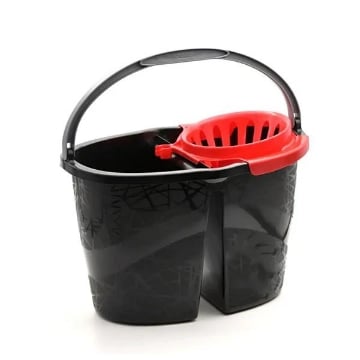 SECCHIO CON STRIZZATORE E MANICO FANTASIA IN COLORE ROSSO E NERO 18 LT OKX