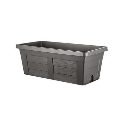 FIORIERA RETTANGOLARE IN PLASTICA EFFETTO LEGNO COLORE ANTACITRE 80 CM OKX