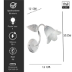 MILANO APPLIQUE DESIGN MODERNO IN METALLO COLORE BIANCO E ARGENTO E14 1 LUCE 46 WATT 12X12X35 CM