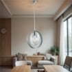 ALICE LAMPADA A SOSPENSIONE IN METALLO DESIGN MODERNO COLORE BIANCO E CROMATO E27 1 LUCE 57 WATT 30X30X30 CM