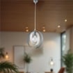 ALICE LAMPADA A SOSPENSIONE IN METALLO DESIGN MODERNO COLORE BIANCO E CROMATO E27 1 LUCE 57 WATT 30X30X30 CM