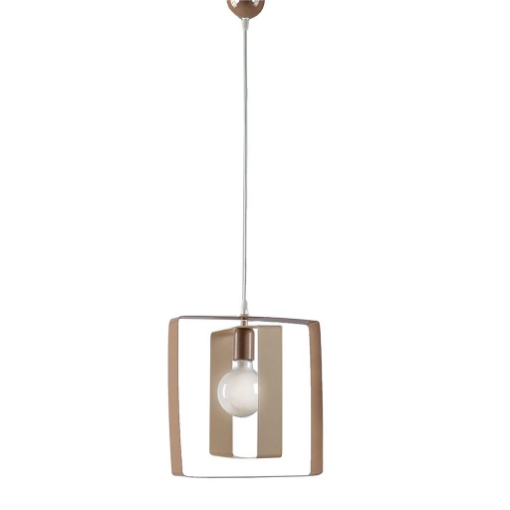 AURORA LAMPADARIO A SOSPENSIONE IN METALLO DESIGN MODERNO COLORE AVORIO E TORTORA E27 1 LUCE 57 WATT 40X30X40 CM