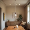 AURORA LAMPADARIO A SOSPENSIONE IN METALLO DESIGN MODERNO COLORE AVORIO E TORTORA E27 1 LUCE 57 WATT 40X30X40 CM