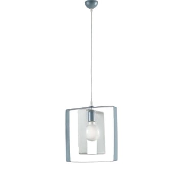 AURORA LAMPADARIO A SOSPENSIONE IN METALLO DESIGN MODERNO COLORE BIANCO E GRIGIO E27 1 LUCE 57 WATT 40X30X40 CM