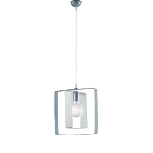 AURORA LAMPADARIO A SOSPENSIONE IN METALLO DESIGN MODERNO COLORE BIANCO E GRIGIO E27 1 LUCE 57 WATT 40X30X40 CM