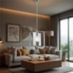 AURORA LAMPADARIO A SOSPENSIONE IN METALLO DESIGN MODERNO COLORE BIANCO E GRIGIO E27 1 LUCE 57 WATT 40X30X40 CM