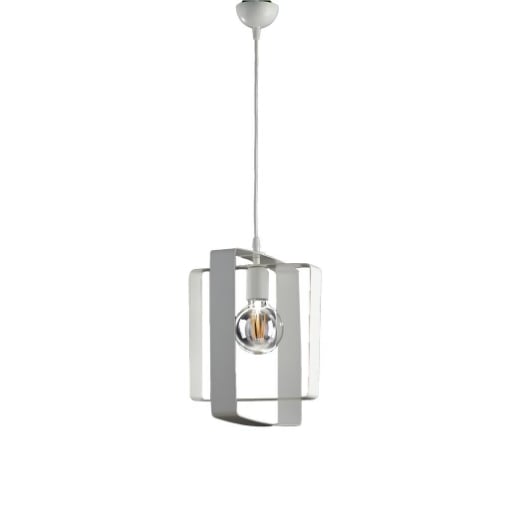 AURORA LAMPADARIO A SOSPENSIONE IN METALLO DESIGN MODERNO COLORE BIANCO E27 1 LUCE 57 WATT 40X30X40 CM