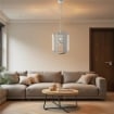 AURORA LAMPADARIO A SOSPENSIONE IN METALLO DESIGN MODERNO COLORE BIANCO E27 1 LUCE 57 WATT 40X30X40 CM
