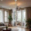 AURORA LAMPADARIO A SOSPENSIONE IN METALLO DESIGN MODERNO COLORE BIANCO E27 1 LUCE 57 WATT 40X30X40 CM