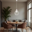 PINO LAMPADARIO IN METALLO DESIGN MODERNO COLORE BIANCO E27 1 LUCE 57 WATT 30X30X40 CM