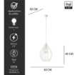PINO LAMPADARIO IN METALLO DESIGN MODERNO COLORE BIANCO E27 1 LUCE 57 WATT 30X30X40 CM