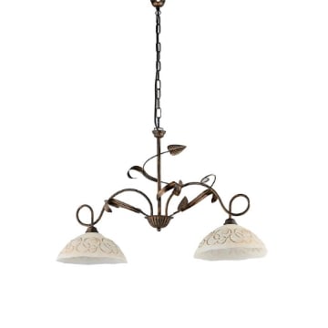 CARMEN LAMPADARIO IN METALLO DESIGN CLASSICO COLORE MARRONE E ORO E27 2 LUCI 57 WATT DIAMETRO 30 CM 