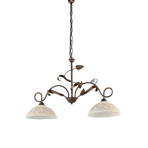 CARMEN LAMPADARIO IN METALLO DESIGN CLASSICO COLORE MARRONE E ORO E27 2 LUCI 57 WATT DIAMETRO 30 CM 