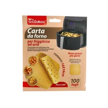 CARTA DA FORNO PER FRIGGITRICE AD ARIA FINO A 220° CON MICROFORATURA CHE GARANTISCE ADERENZA 16X16 CM 100 FOGLI OKX