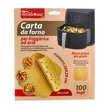 CARTA DA FORNO  QUADRATA PER FRIGGITRICE AD ARIA FINO A 220° CON MICROFORATURA CHE GARANTISCE ANTIADERENZA 100 PZ 20X20 CM OKX