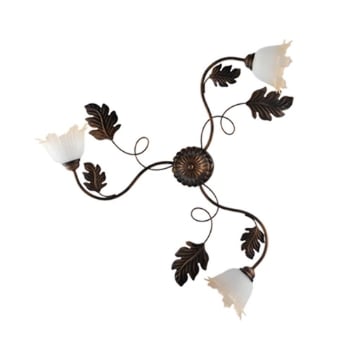 MARA PLAFONIERA DESIGN MODERNO IN METALLO COLORE MARRONE E ORO E14 3 LUCI 46 WATT 52X52X27 CM