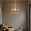 MILANO LAMPADARIO A SOSPENSIONE IN METALLO DESIGN MODERNO COLORE BIANCO E ARGENTO E14 3 LUCI 46 WATT 46X41X41 CM