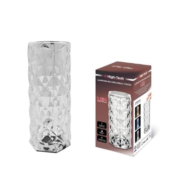 HIGH-TECH LAMPADA GLASS DA TAVOLO A LED FORME GEOMETRICHE RICARICA USB - INTERRUTTORE TOUCH - 3 TONALITÀ DI LUCE OKX