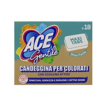 ACE GENTILE CANDEGGINA PER COLORATI CON OSSIGENO ATTIVO SMACCHIA IGIENIZZA E RIMUOVE I CATTIVI ODORI MAXI TABS X18 324 G OKX
