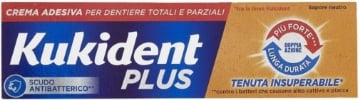 KUKIDENT PLUS CREMA ADESIVA PER DENTIERE TOTALI E PARZIALI SCUDO ANTIBATTERICO SAPORE NEUTRO TENUTA INSUPERABILE 35 G OKX