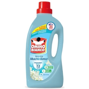 OMINO BIANCO DETERSIVO MUSCHIO BIANCO FORMULA CONCENTRATA E POTENZIATA PROFUMA FINO A 72 ORE 35 LAVAGGI 1400 ML OKX