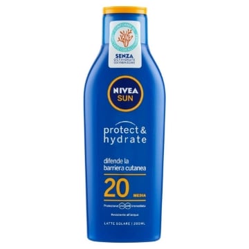 NIVEA SUN PROTEZIONE SOLARE CON VITAMINA C E ACIDO IALURONICO PROTEGGE DAI DANNI UV A BREVE E LUNGO TERMINE 20 MEDIA 200 ML OKX