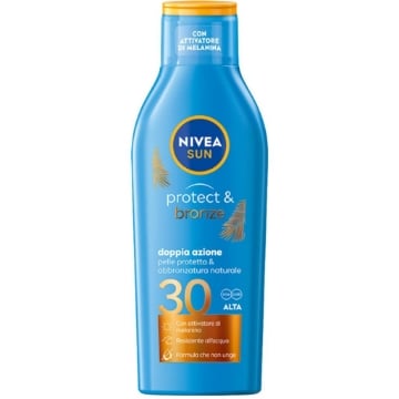 NIVEA SUN PROTEZIONE SOLARE BRONZE DOPPIA AZIONE PELLE PROTETTA E ABBRONZATURA NATURALE SPF 30 ALTA 200 ML OKX