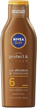 NIVEA PROTEZIONE SOLARE PROTECT E BRONZE CON ATTIVATORE DI MELATONIONA RESISTENTE A L'ACQUA SPF 6 BASSA 200 ML OKX