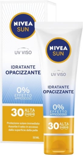 NIVEA SUN PROTEZIONE SOLARE PER IL VISO IDRATANTE OPACIZZANTE 0% EFFETTO APPICCICOSO SPF30 ALTA 50 ML OKX