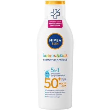 NIVEA SUN KIDS LATTE SOLARE PER BAMBINI SENSITIVE E PROTECT PER PELLI SENSIBILI SPF 50+ MOLTO ALTA 200 ML OKX
