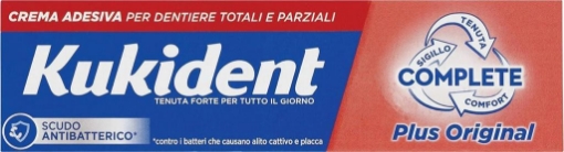 KUKIDENT CREMA ADESIVA PER DENTIERA TOTALI E PARZIALI SCUDO ANTIBATTERICO TENUTA FORTE PER TUTTO IL GIORNO 35 G OKX