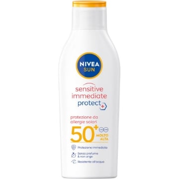 NIVEA SUN PROTEZIONE DA ALLERGIE SOLARI PROTEZIONE IMMEDIATA SENZA PROFUMO E NON UNGE SFP 50+ MOLTO ALTA 200 ML 