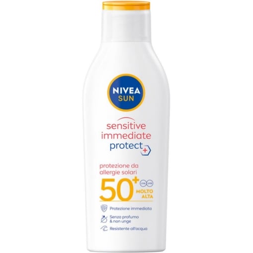 NIVEA SUN PROTEZIONE DA ALLERGIE SOLARI PROTEZIONE IMMEDIATA SENZA PROFUMO E NON UNGE SFP 50+ MOLTO ALTA 200 ML 