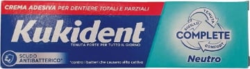KUKIDENT CREMA ADESIVA PER DENTIERE TOTALI E PARZIALI SCUDO ANTIBATTERICO NEUTRO TENUTA FORTE PER TUTTO IL GIORNO 35 GR OKX
