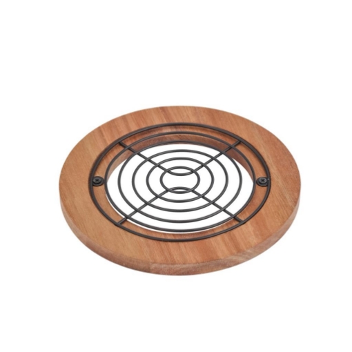 CRAFT SOTTOPENTOLA NERO CON BASE IN LEGNO Ø 18 CM OKX