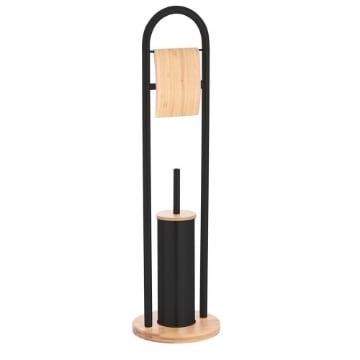 JAPAN PORTA SCOPINO E PORTAROTOLO NERO CON COMPONENTI IN LEGNO OKX