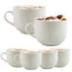 SET 6 TAZZE BIANCHE IN CERAMICA 450 ML PER COLAZIONE CON MANICO PER CASA E HOTEL PER CAPPUCCINO, CAFFE', GELATO E FRUTTA