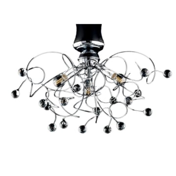 LISBONA PLAFONIERA DESIGN MODERNO IN METALLO COLORE CROMATO E14 3 LUCI 46 WATT