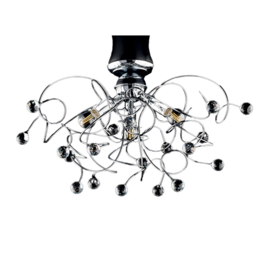 LISBONA PLAFONIERA DESIGN MODERNO IN METALLO COLORE CROMATO E14 3 LUCI 46 WATT
