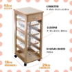VESUVIO CARRELLO DA CUCINA IN LEGNO NATURALE H83 X 36 X 29 CM